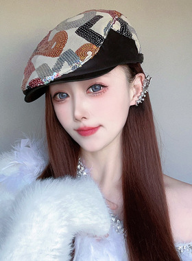 时尚彩色亮片女士鸭舌帽