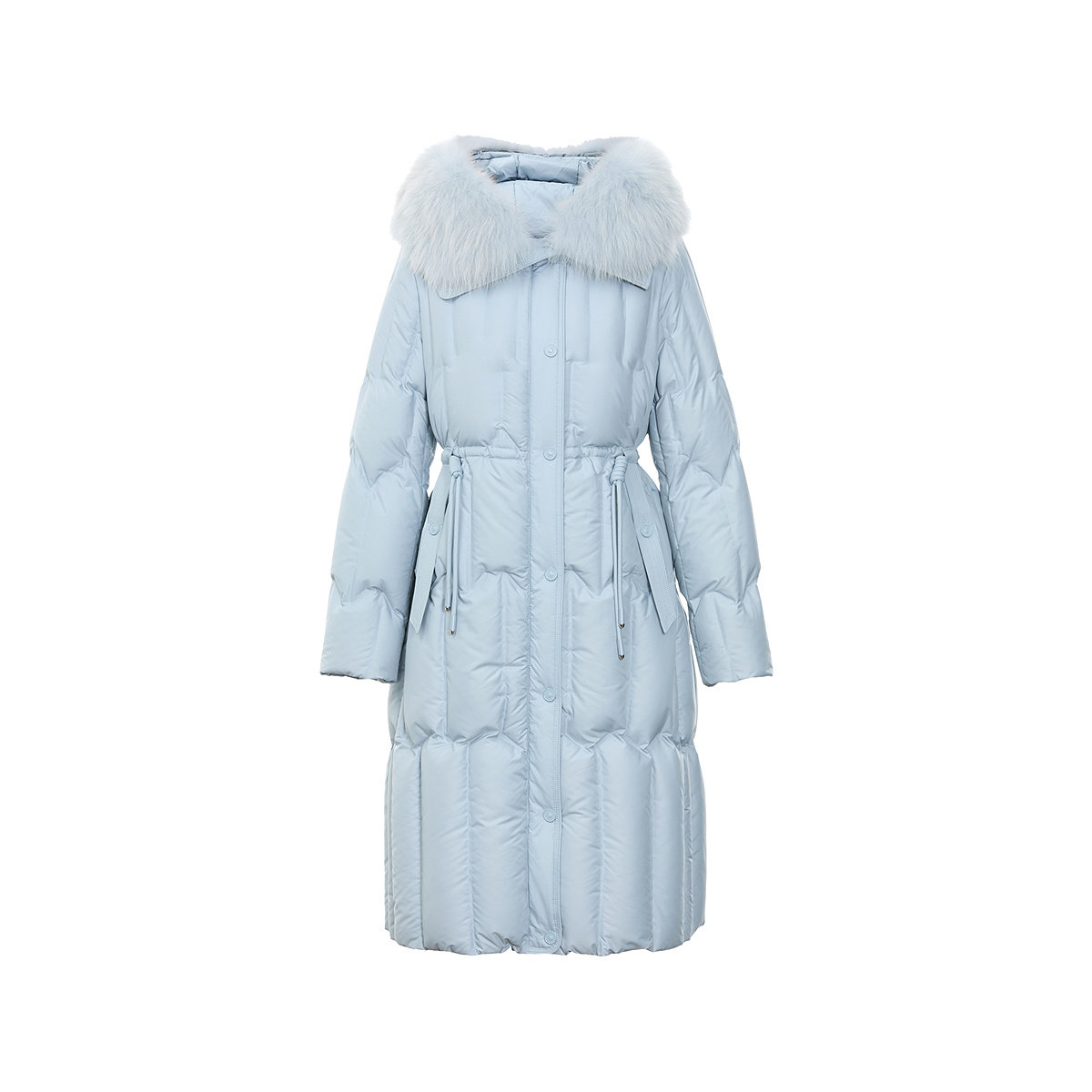 【花瓣羽绒】珂莱蒂尔2025冬新款狐狸毛领束带沙漏收腰过膝羽绒服,淘宝优惠券,粉丝福利购,淘宝优惠卷