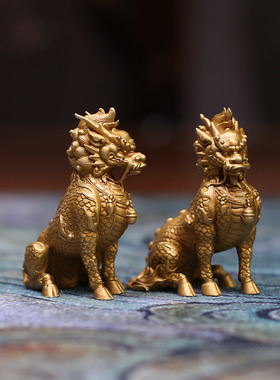 黄铜麒麟摆件办公室书房