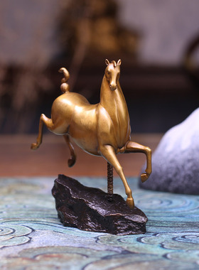 13#破空骓马黄铜居家玄关办公室书房摆件礼品铜工艺品