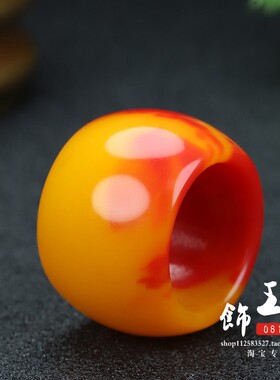 鸡血玉扳指男款大拇指指环