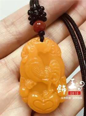 黄玉十二生肖鸡吊坠男女款黄龙玉兔猪虎鼠牛龙虎蛇狗马羊猴玉项链
