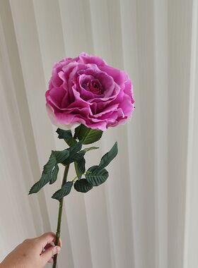 仿真花手感玫瑰高品质定制微光玫瑰花假花家居样板间装饰花大朵