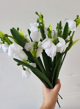 法式高档白色雪滴花铃兰花仿真花束假花干花摆设客厅餐桌手捧网红