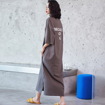 2023 New pure cotton sleeping dress Women Summer pregnant woman Long Ankle Long Dress Sexy Student Korean Version Loose Sleepwear