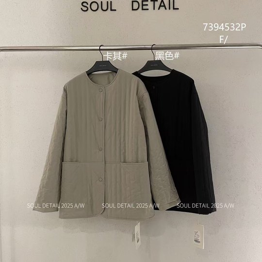 soul detail素予2025秋冬季韩版设计感竖条纹轻便棉服外套7394532