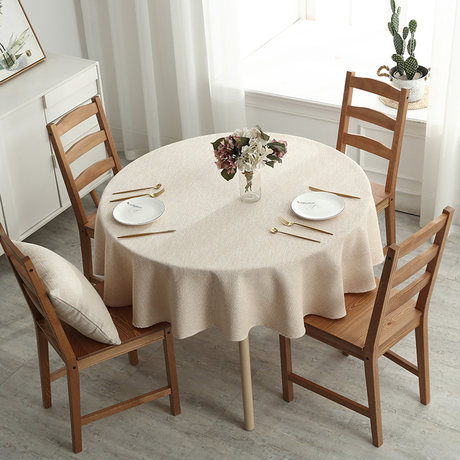 Nordic Solid Color Thick Cotton Linen Cloth Art Round Table Cloth Hotel Household Round Dining Table