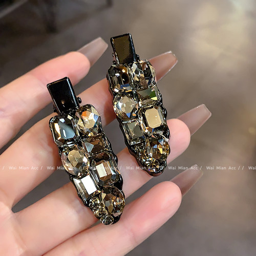 轻奢镶钻无痕发夹鸭嘴夹女网红新款刘海夹时尚百搭碎发夹一字夹 - 图1