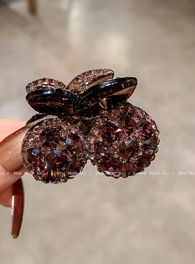 高级感粉紫色镶钻发夹