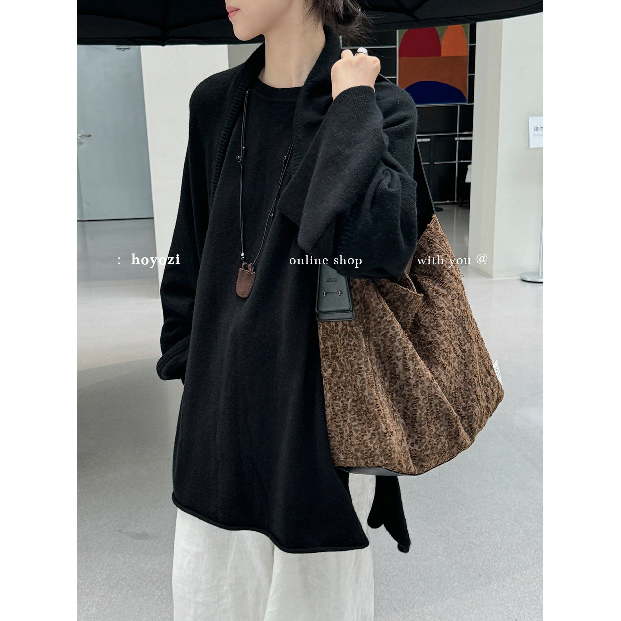 【小优家包包】HOYOZI真皮豹纹帆布单肩大包包女2025秋新款托特,淘宝优惠券,粉丝福利购,淘宝优惠卷