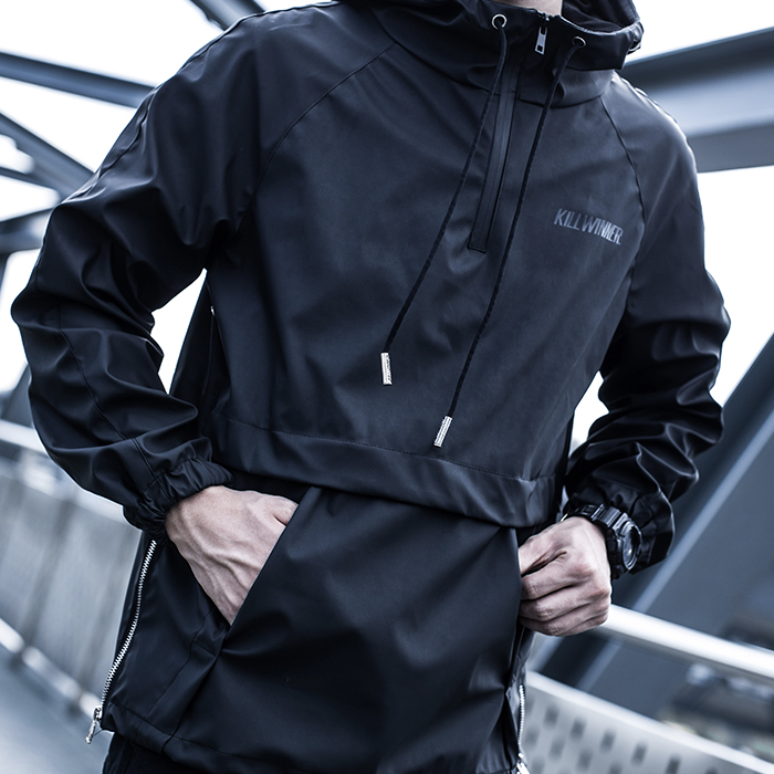 秋冬机能风防水多功能黑色冲锋衣男潮户外运动风衣夹克 killwinner 秋冬机能风防水多功能黑色冲锋衣男潮户外运动风衣夹克 killwinner