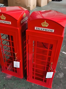 英国伦敦电话厅带小电话机红色TELEPHONE英伦风格摆件