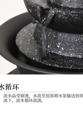 八方财富元宝塔流水循环喷泉摆件