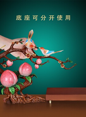 全黄铜福寿桃摆件贺寿祝寿礼品