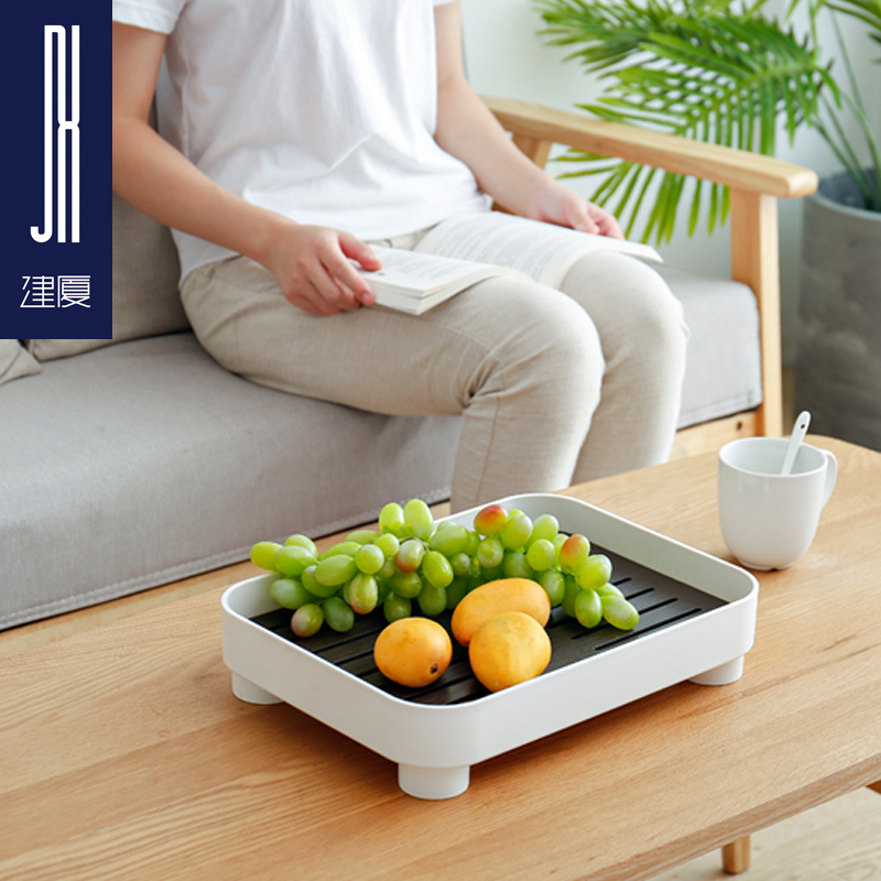家用简约茶盘茶杯托盘长方形现代小型客厅储水塑料水杯子沥水盘