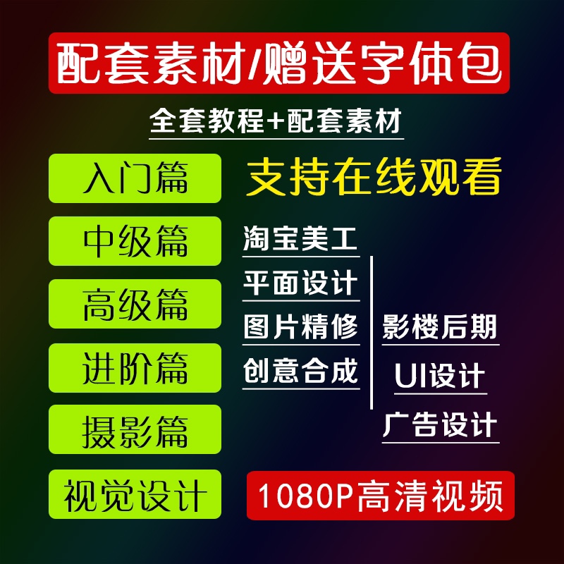 Ps教程零基础photoshop视频课程美工平面设计人像修图抠调色海报 - 图2