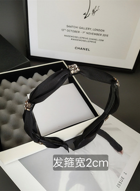 新款高级感布艺绸缎打结发箍水晶
