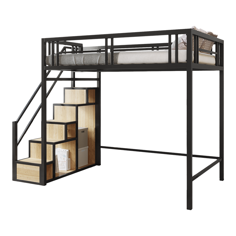 新款省空间阁楼床铁艺床高架床小户型复式二楼上床下桌公寓双人床