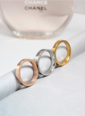 轻奢钛钢银色情侣ins欧美风戒指