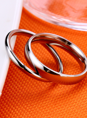 男钛钢简约胡一天同款戒指弧面潮