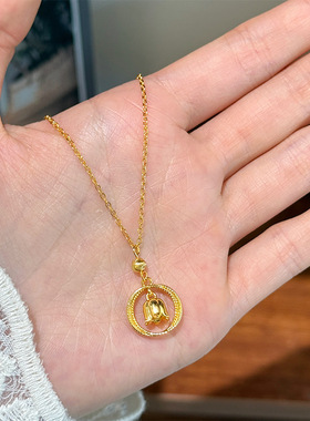 一页星辰复古简约镂空铃兰花吊坠项链轻奢感气质百搭锁骨链