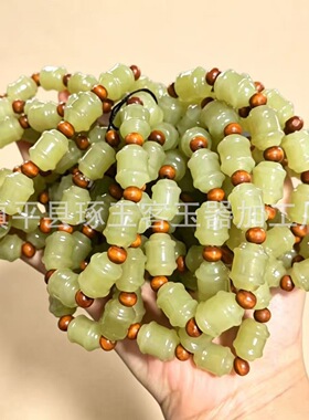 厂家直销天然阿富汗玉手串男女款桶珠竹节手串玉石随形玉手链礼品