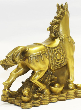 铜马踏福袋黄铜马摆件摆设马办公室金属装饰品开业新款