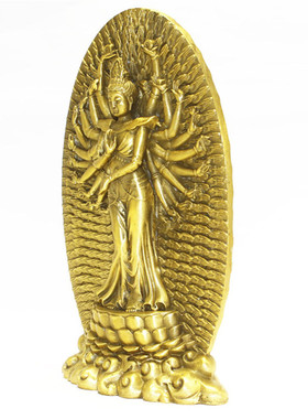 黄铜观音佛像千手观音摆饰铜器工艺品摆设摆件办公室新款