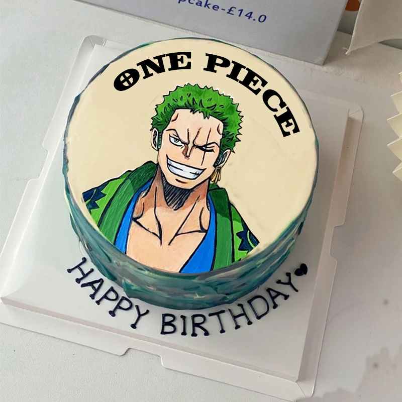 卡通二次元漫画海贼王路飞索隆巧克力转印纸生日蛋糕烘焙装饰 - 图0