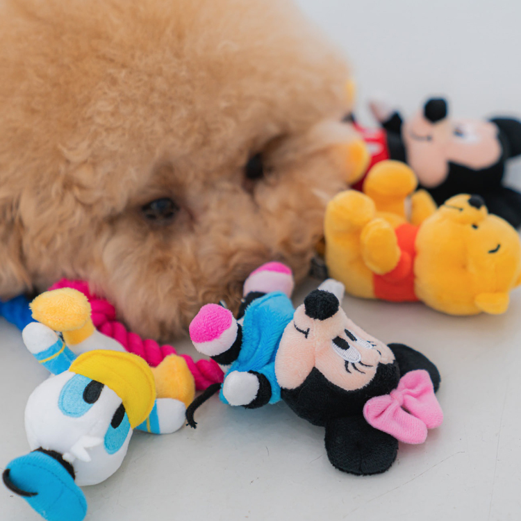 部分现货~韩国进口Dan迪士尼宠物米奇米妮唐老鸭维尼熊绳结玩具 - 图1