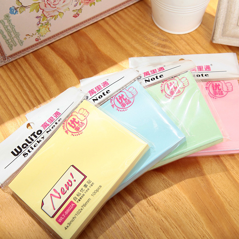 办公学生用便利贴76×100mm大号长方形n次贴3*4彩色百事贴便签贴 - 图2