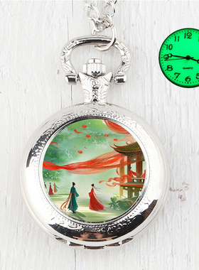 复古石英机芯怀表古风国风电子翻盖项链表夜光挂表学生简约生日礼