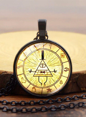 欧美热卖Gravity Falls怪诞小镇 bill cipher时光宝石项链吊坠