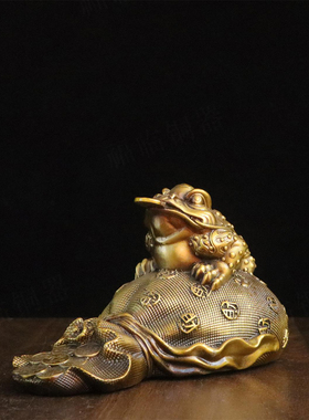 纯黄铜钱袋金蟾金钱袋三足金蟾