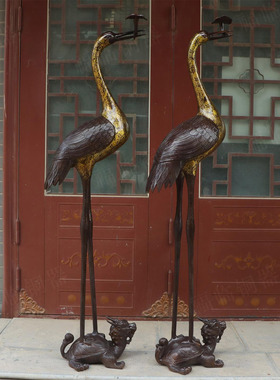 龟鹤延年单鹤踩龟仙鹤长寿龟铜鹤