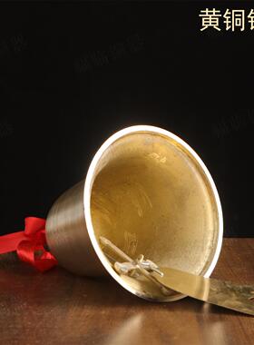 纯黄铜铃铛风铃带枫叶挂件铜钟