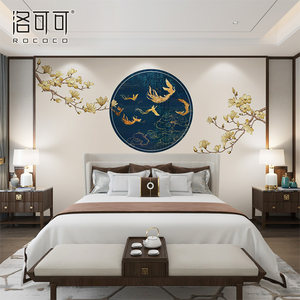 3d立体墙布新中式玉兰花鸟壁布电视背景墙纸轻奢沙发卧室凤凰壁纸
