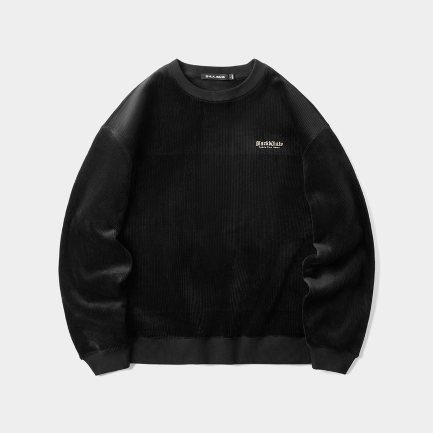 海澜之家旗下黑鲸摇粒绒圆领加绒加厚卫衣2024年冬新套头上衣男