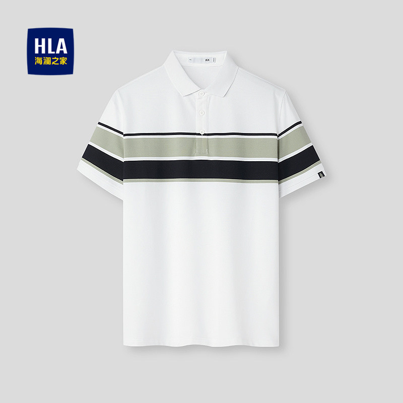 HLA/海澜之家轻商务翻领短袖POLO衫26春夏新款撞色条纹弹力T恤男 HLA/海澜之家轻商务翻领短袖POLO衫26春夏新款撞色条纹弹力T恤男