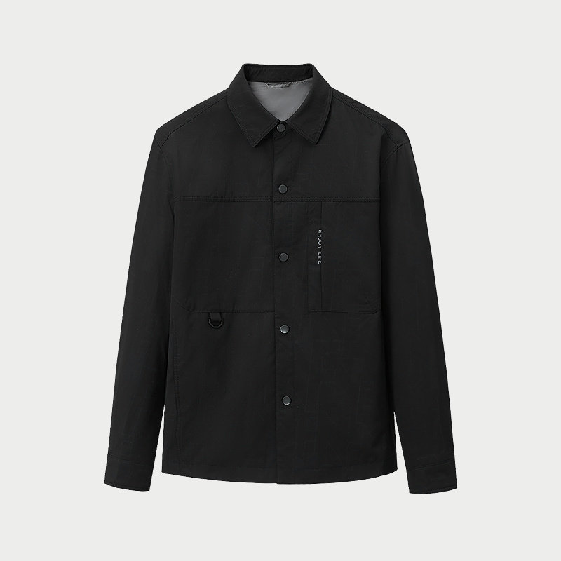 HLA/海澜之家休闲翻领夹克25秋新工装风暗纹拼接刺绣时尚外套男装,淘宝优惠券,粉丝福利购,淘宝优惠卷