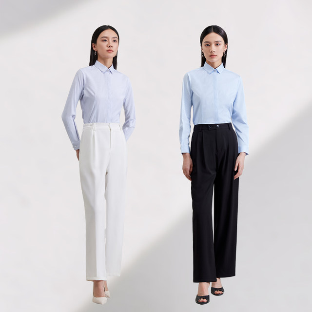 Hailan Home Business Stripe Long Sleeve Formal Shirt Women