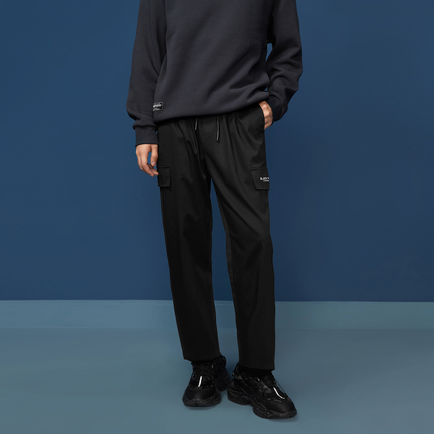 黑鲸HLAJEANS潮牌宽松直筒休闲裤男多口袋工装裤男