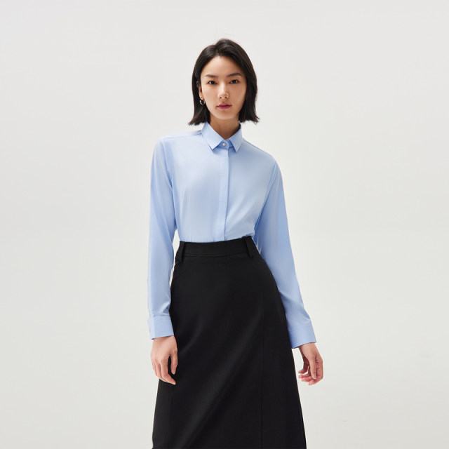 Heilan House mulberry silk long-sleeved formal shirt for women
