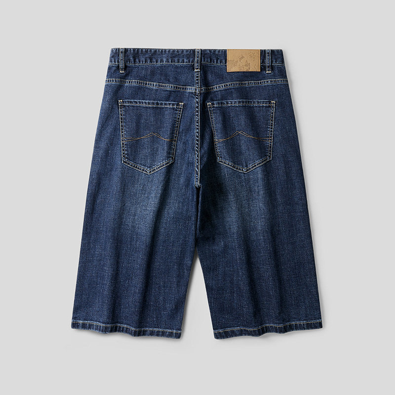 HLA/海澜之家三国演义轻薄牛仔中裤春夏新款直筒凉感六分短裤男士