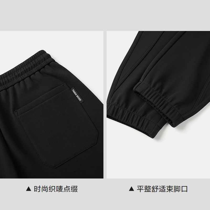 HLA/海澜之家panda wowo熊猫加厚卫裤25秋冬新款抽绳锥形休闲裤男 - 图1