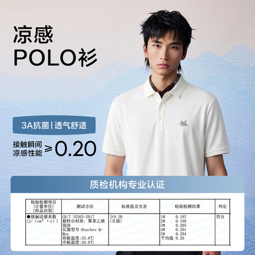 HLA/海澜之家短袖POLO衫26春夏季新款刺绣凉感马上好运T恤男士 - 图2