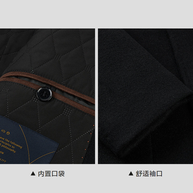 HLA/海澜之家长款纯羊毛大衣25秋冬新翻领时尚保暖厚毛呢外套男装,淘宝优惠券,粉丝福利购,淘宝优惠卷