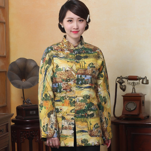唐装女真丝亚麻民族复古冬季棉衣中国风传统立领盘扣中式连袖棉袄 - 图3