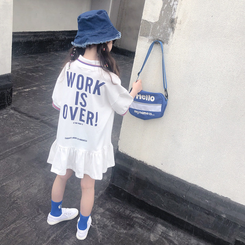 女童连衣裙2025夏季网红时尚POLO领裙子儿童短袖荷叶边甜美公主裙,淘宝优惠券,粉丝福利购,淘宝优惠卷