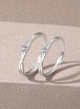 银铭品戒环情侣戒指ins设计对戒